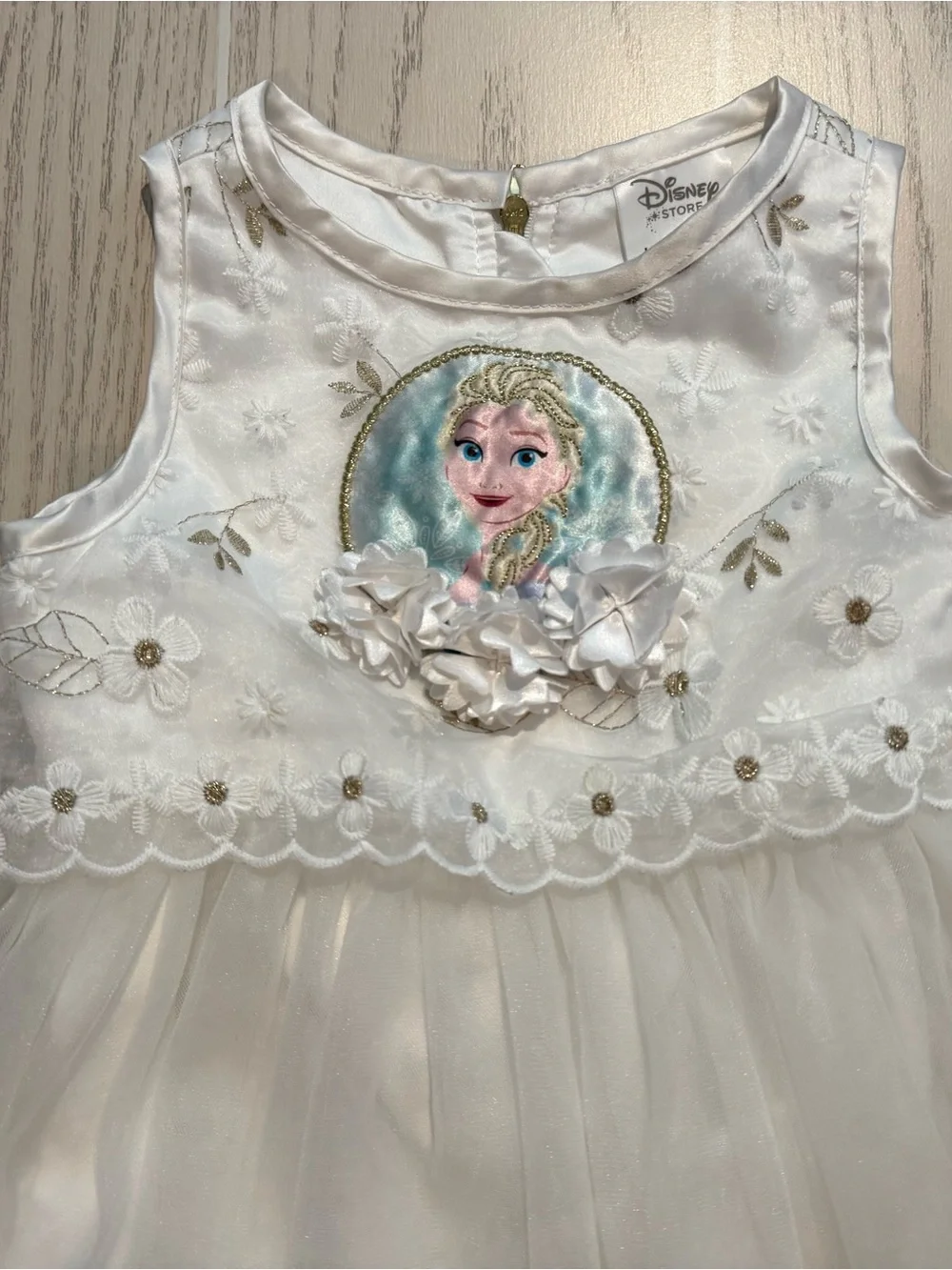 Disney Store Frozen Elsa Dress Girls 2 White Tulle‎ Princess Costume EUC